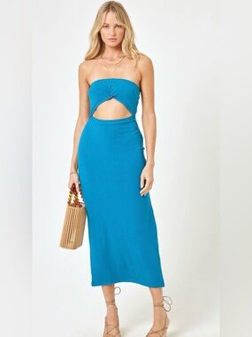 L*space “Kierra” Strapless Cutout Midi Dress - Color- Mediterranean. NWT